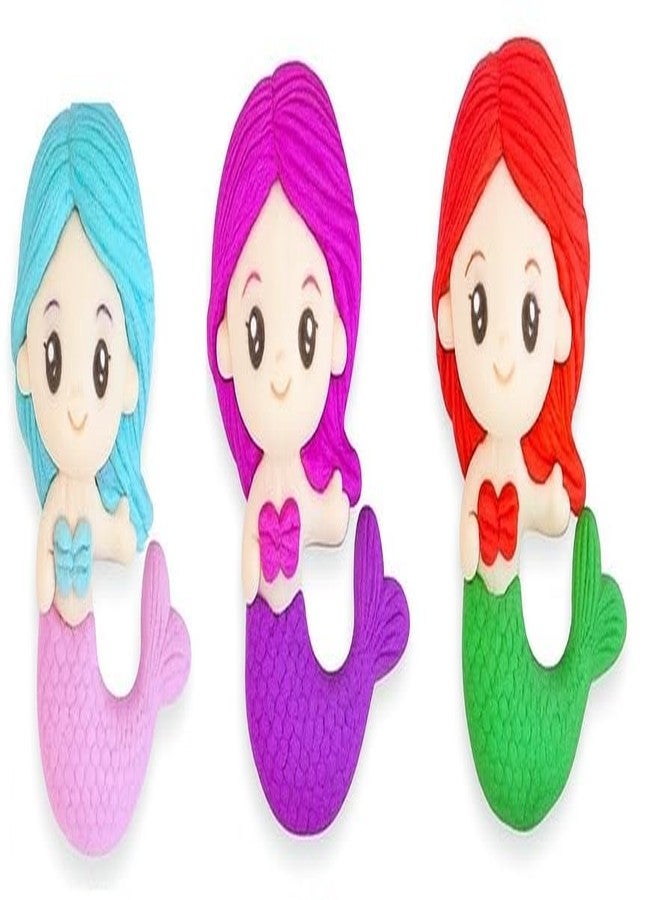 Crafty Cuddle Mermaid Ocean Eraser | Cute Cartoon Mermaid Shape Eraser for Kids | Fun, Soft, Non-Toxic School Stationery | Drawing, Study, Art & Return Gift for Children (Pack of 12) - Image 1